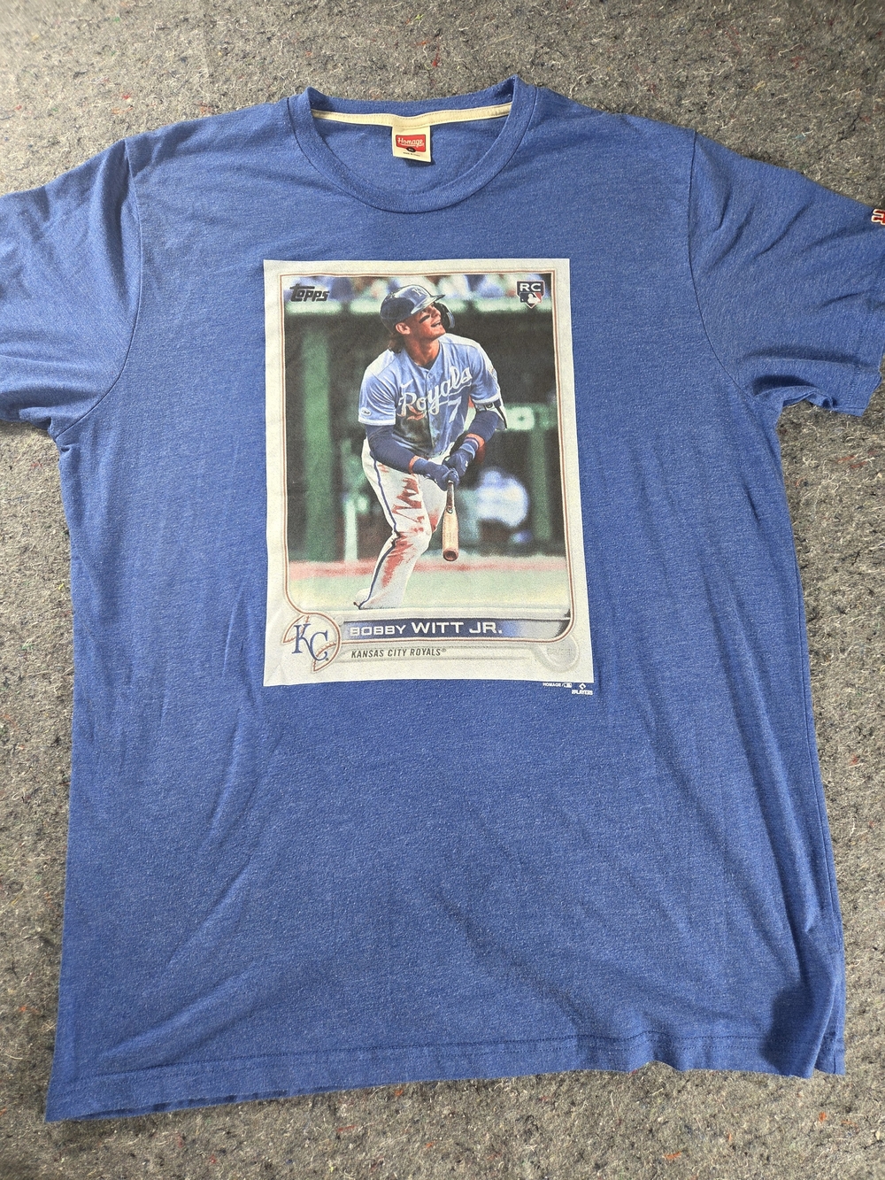 Homage Bobby Witt Jr Topps Rookie Card T Shirt Men’s XL Kansas City Royals Blue